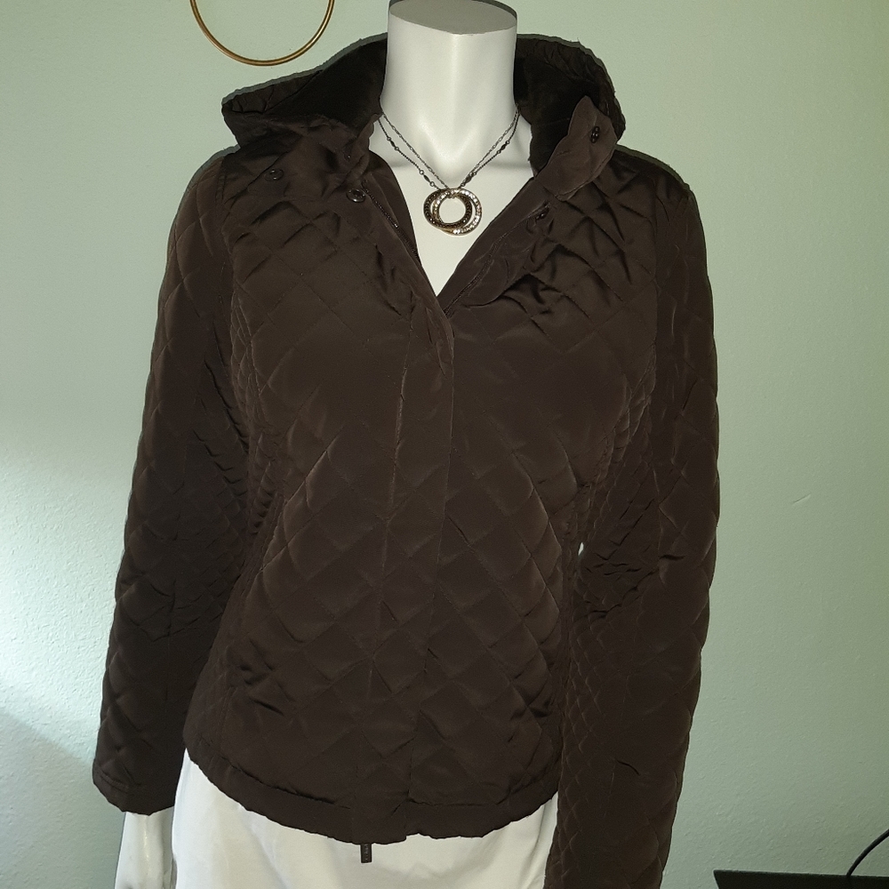 NEW! QUILTED BROWN Calvin Klein Coat Jacket Small          ☆